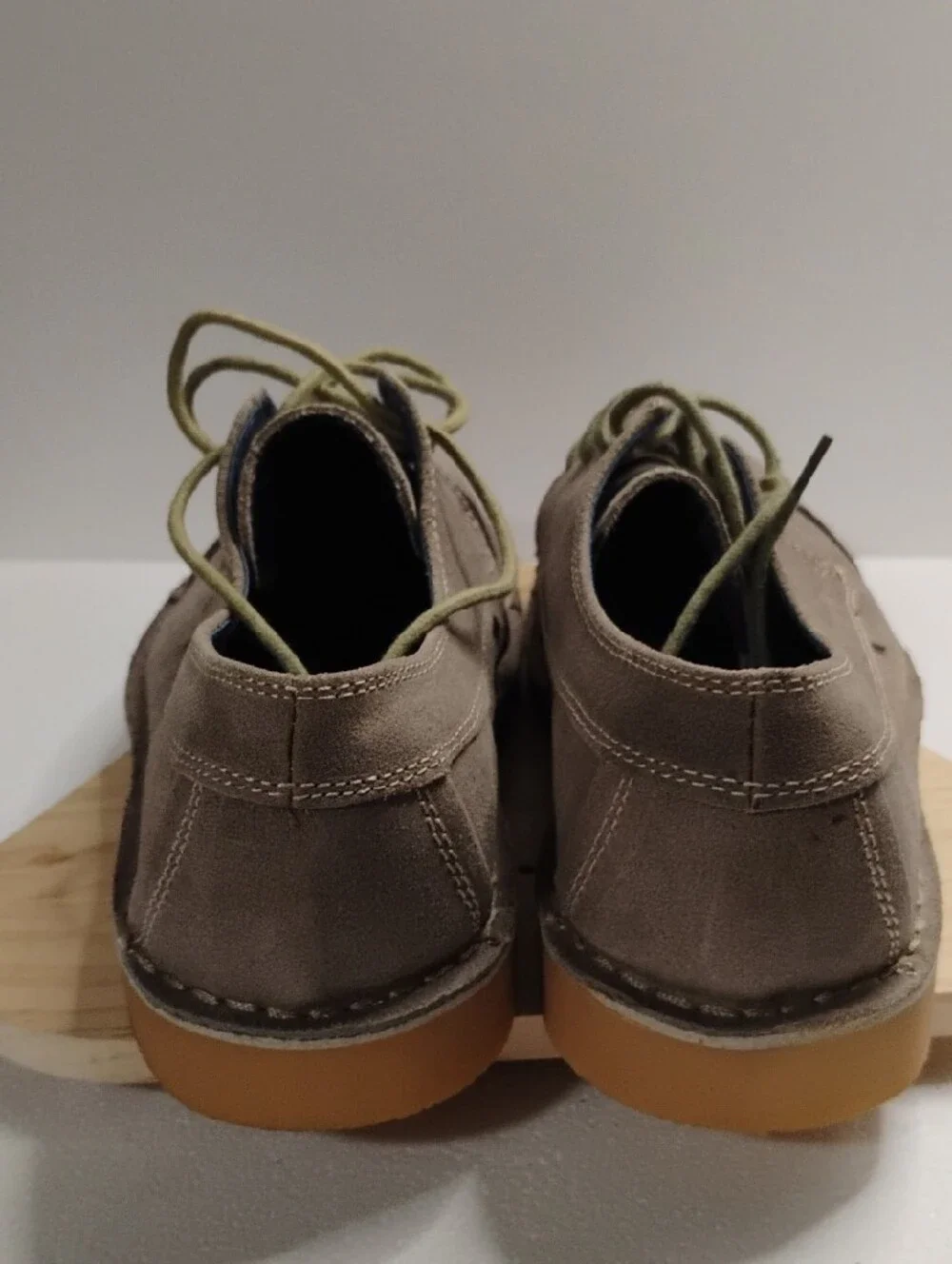 Mark Nason Men's Suede Chukka Boots in Taupe with Olive Laces
